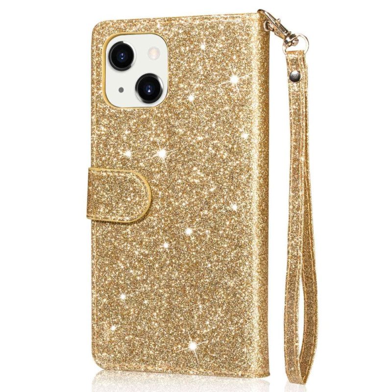 Folio Deksel Til iPhone 14 Plus Glitter Myntpung