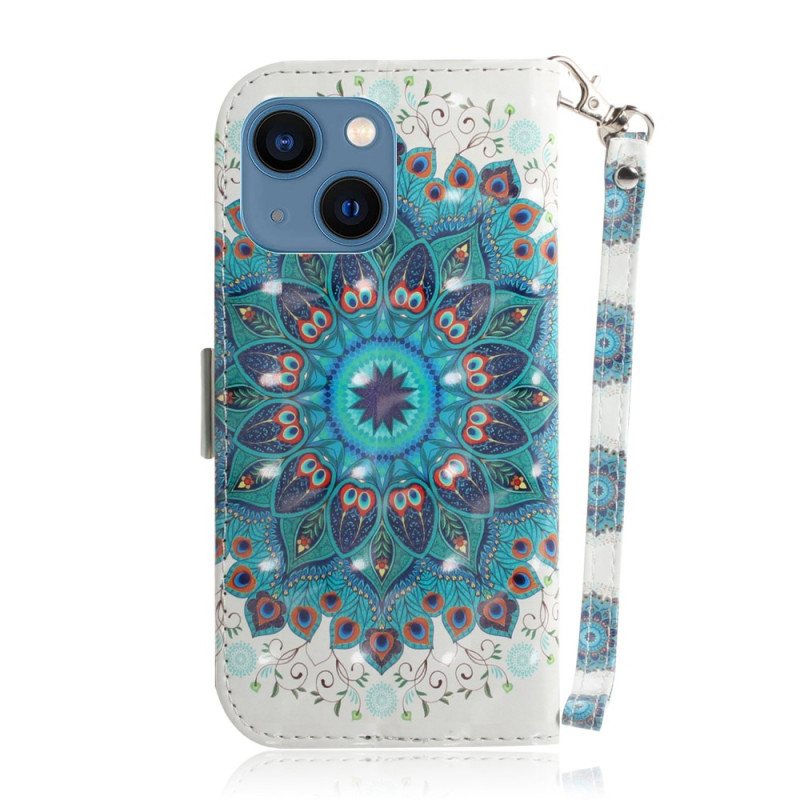 Folio Deksel Til iPhone 14 Plus Med Kjede Strappy Mandala