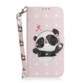 Folio Deksel Til iPhone 14 Plus Med Kjede Strappy Panda