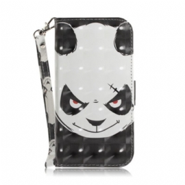 Lærdeksel Til iPhone 14 Plus Med Kjede Sint Panda Med Snor