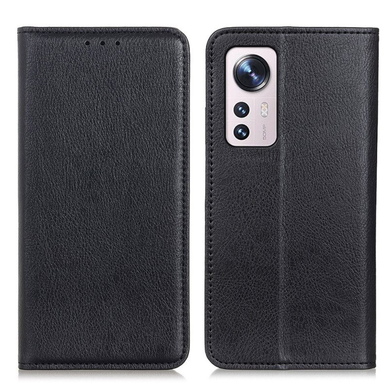 Beskyttelse Deksel Til Xiaomi 12 / 12X Folio Deksel Lychee Split Leather Texture