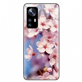 Deksel Til Xiaomi 12 / 12X Realistiske Blomster I Herdet Glass