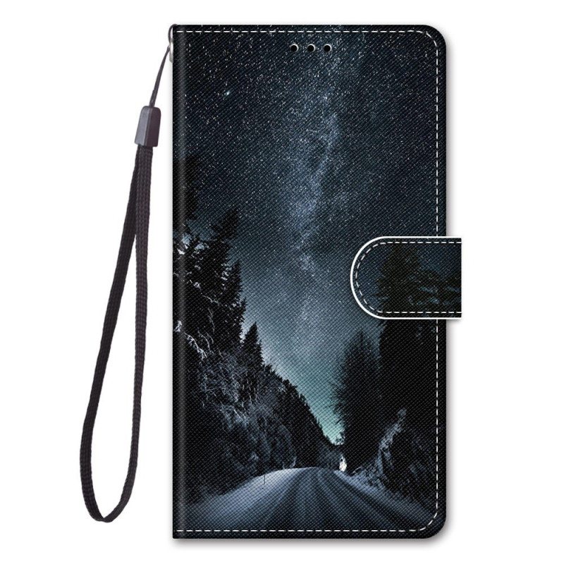 Folio Deksel Til Xiaomi 12 / 12X Med Kjede Strappy Sky