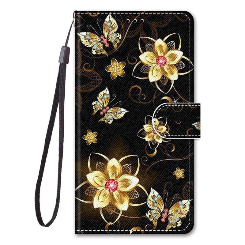 Lærdeksel Til Xiaomi 12 / 12X Med Kjede Strappy Floral