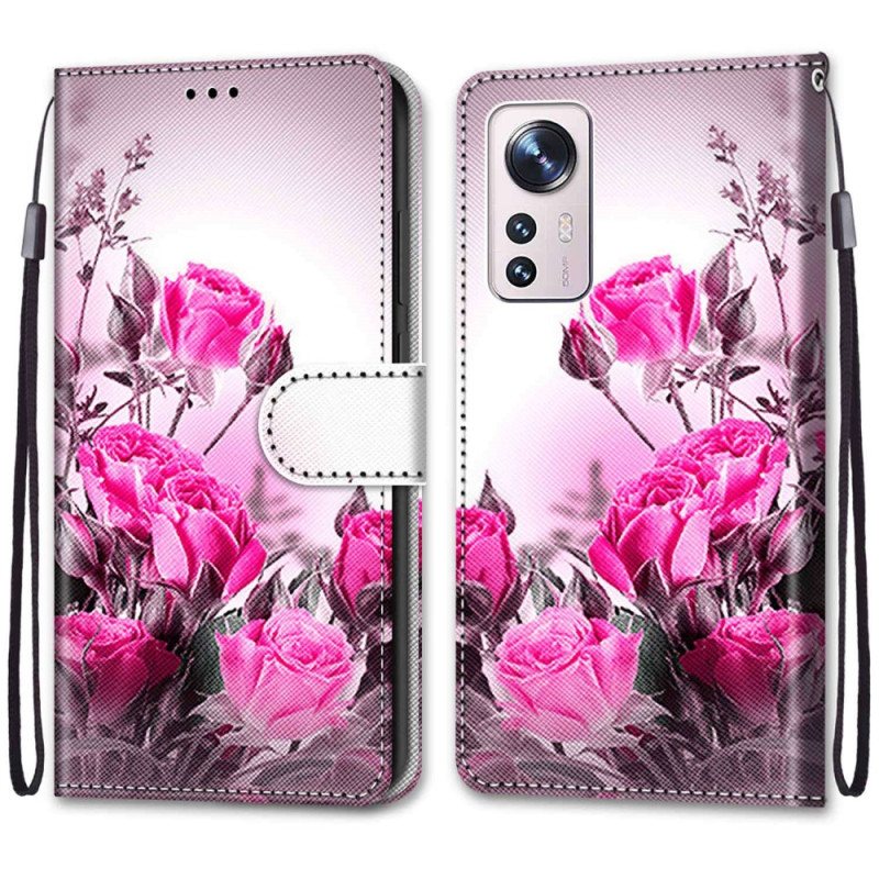 Lærdeksel Til Xiaomi 12 / 12X Med Kjede Strappy Floral