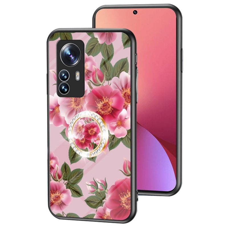 Mobildeksel Til Xiaomi 12 / 12X Herdet Glass Med Blomsterring