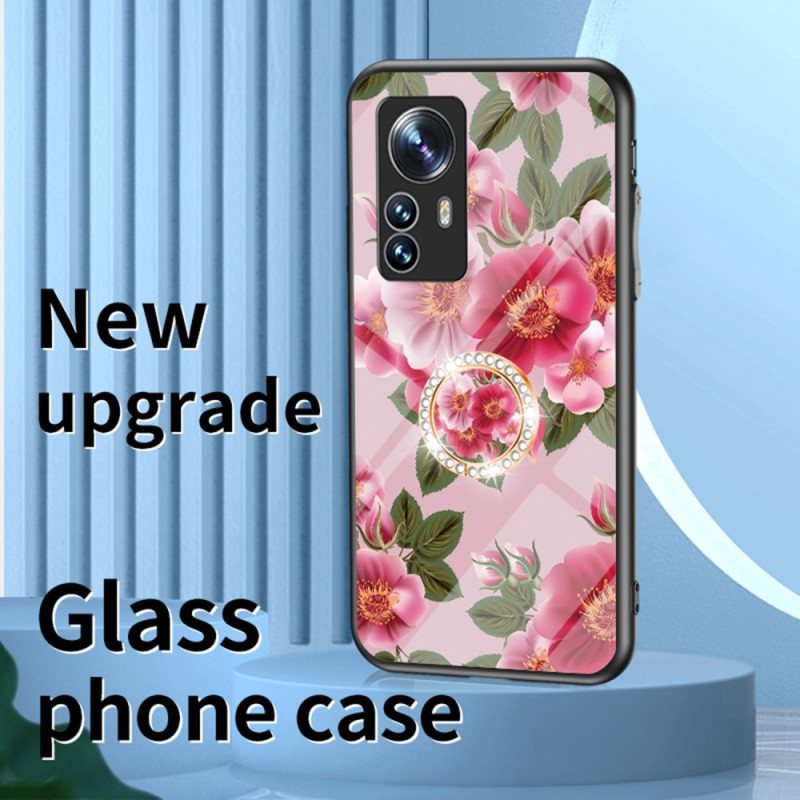 Mobildeksel Til Xiaomi 12 / 12X Herdet Glass Med Blomsterring