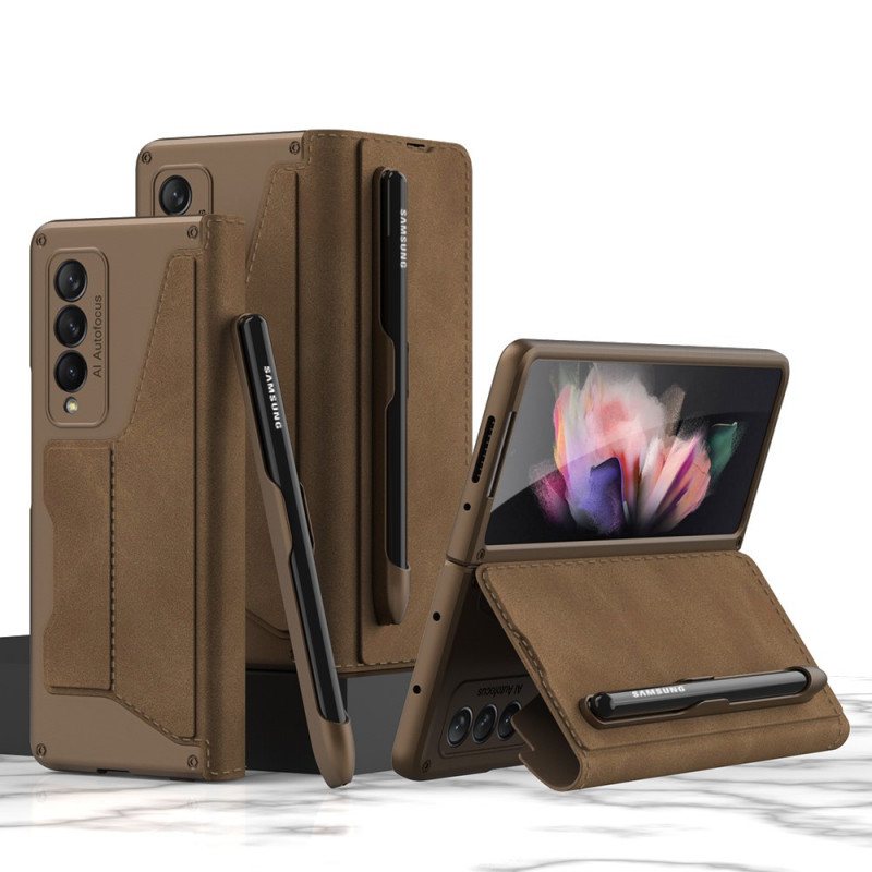 Beskyttelse Deksel Til Samsung Galaxy Z Fold 3 5G Folio Deksel Gkk Stylusholder I Kunstskinn