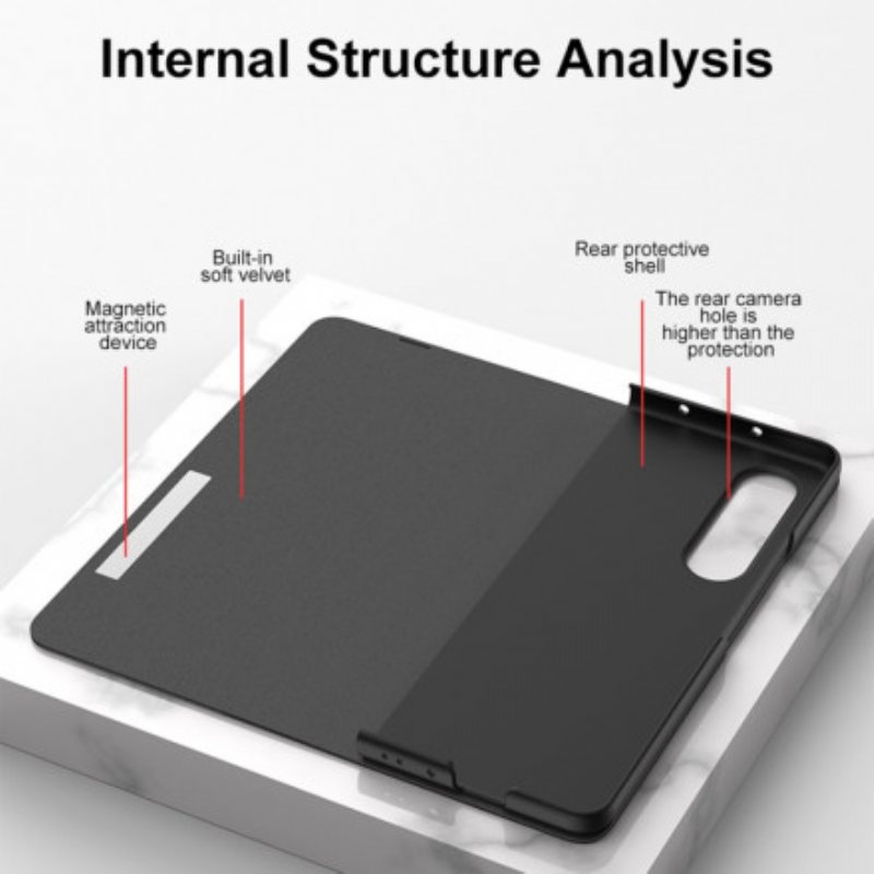 Beskyttelse Deksel Til Samsung Galaxy Z Fold 3 5G Folio Deksel Herdet Glass Og Kunstskinn