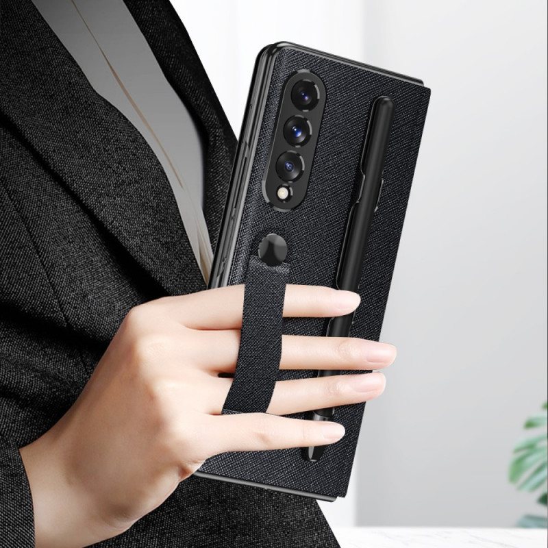 Beskyttelse Deksel Til Samsung Galaxy Z Fold 3 5G Folio Deksel Speil Pennholder Og Stropp