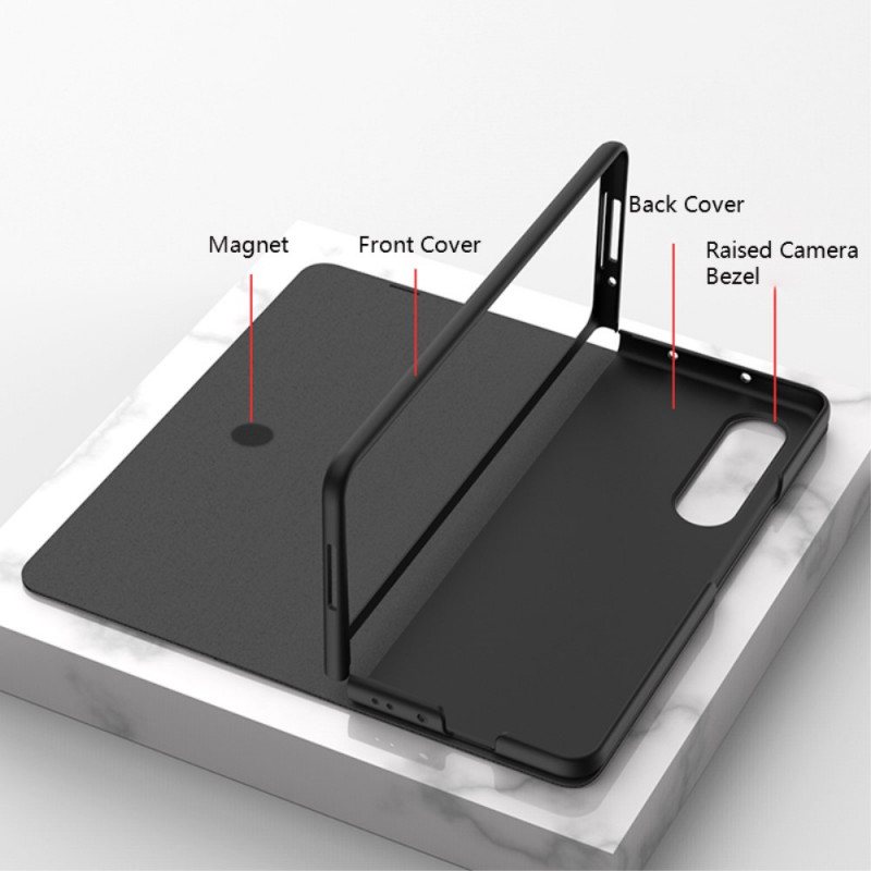 Beskyttelse Deksel Til Samsung Galaxy Z Fold 3 5G Folio Deksel Stylusholder I Imitert Skinn