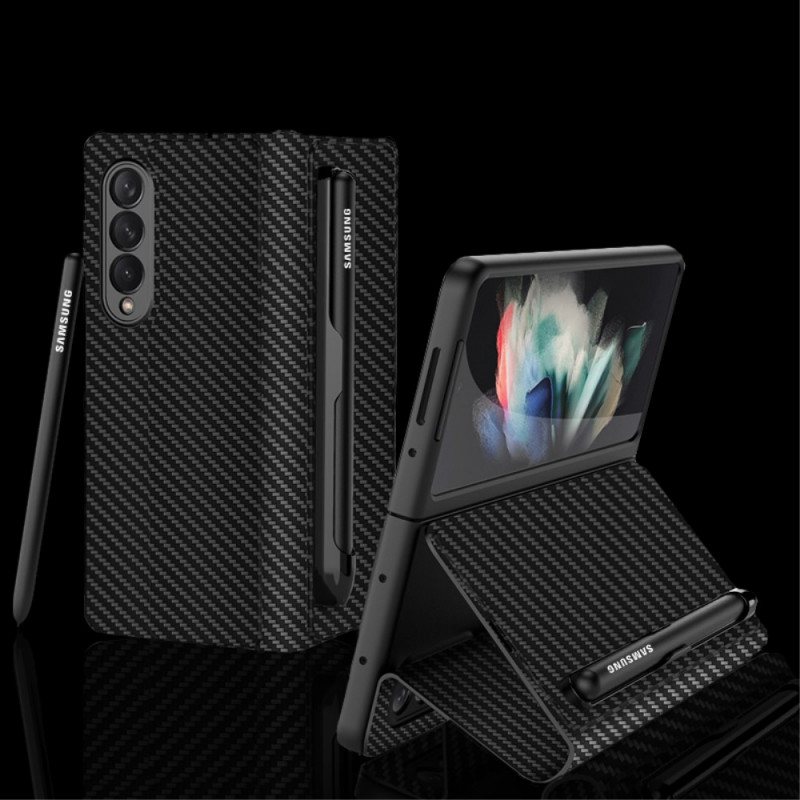 Beskyttelse Deksel Til Samsung Galaxy Z Fold 3 5G Folio Deksel Stylusholder I Karbonfiber