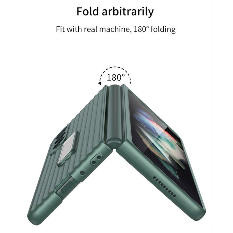 Deksel Til Samsung Galaxy Z Fold 3 5G Teksturert Bakside Og Skjermbeskytter Gkk