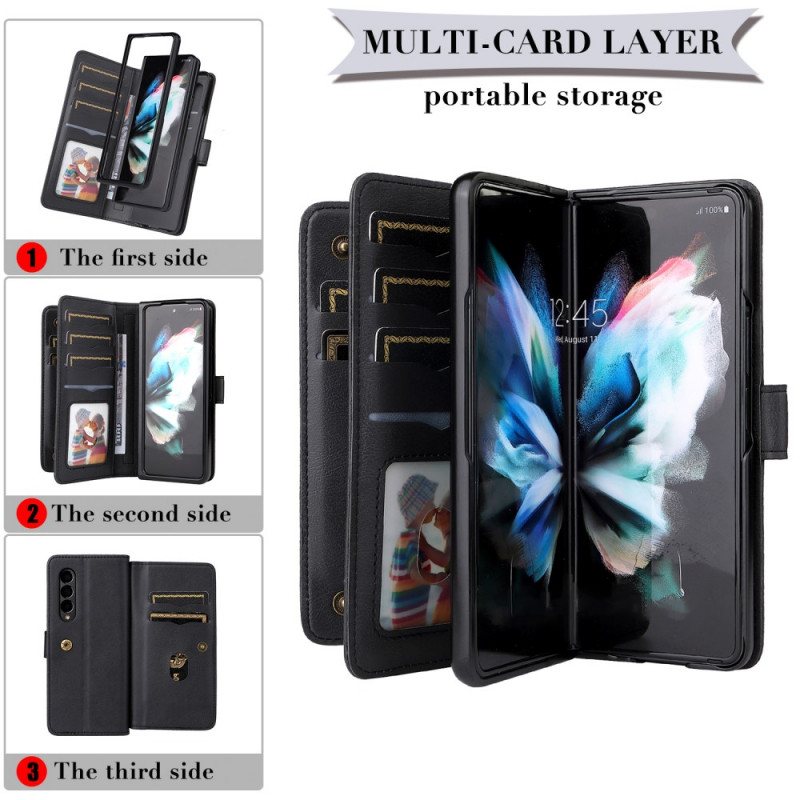 Folio Deksel Til Samsung Galaxy Z Fold 3 5G Multifunksjonsmyntpung For Bedrifter