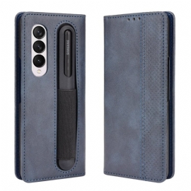 Folio Deksel Til Samsung Galaxy Z Fold 3 5G Stilisert Stylus Holder I Skinneffekt