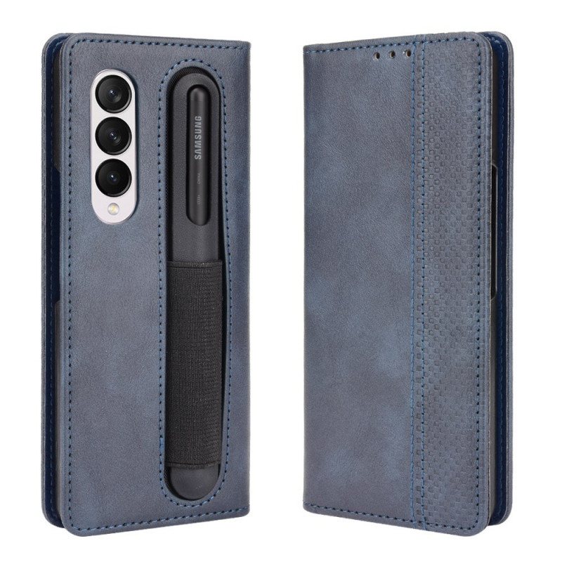 Folio Deksel Til Samsung Galaxy Z Fold 3 5G Stilisert Stylus Holder I Skinneffekt