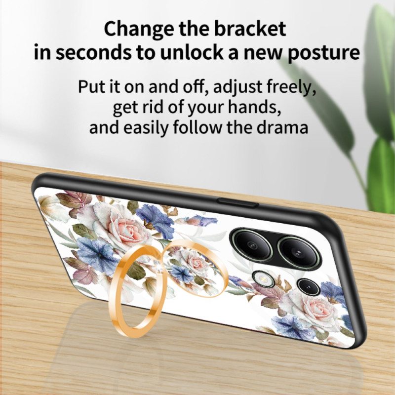 Deksel Xiaomi Redmi Note 13 4g Mobildeksel Floral Ring-holder