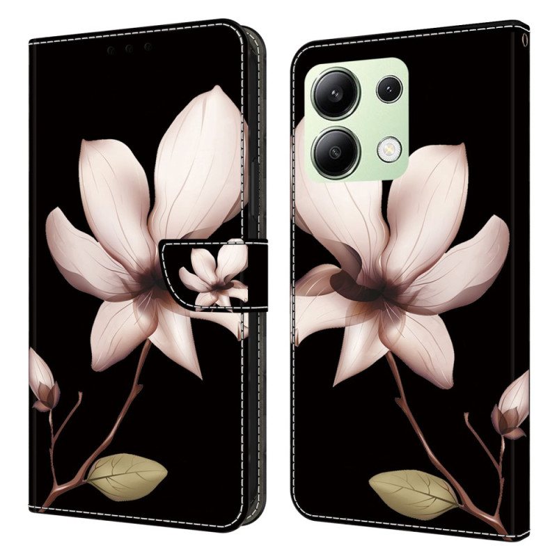 Folio Deksel Til Xiaomi Redmi Note 13 4g Rosa Blomst