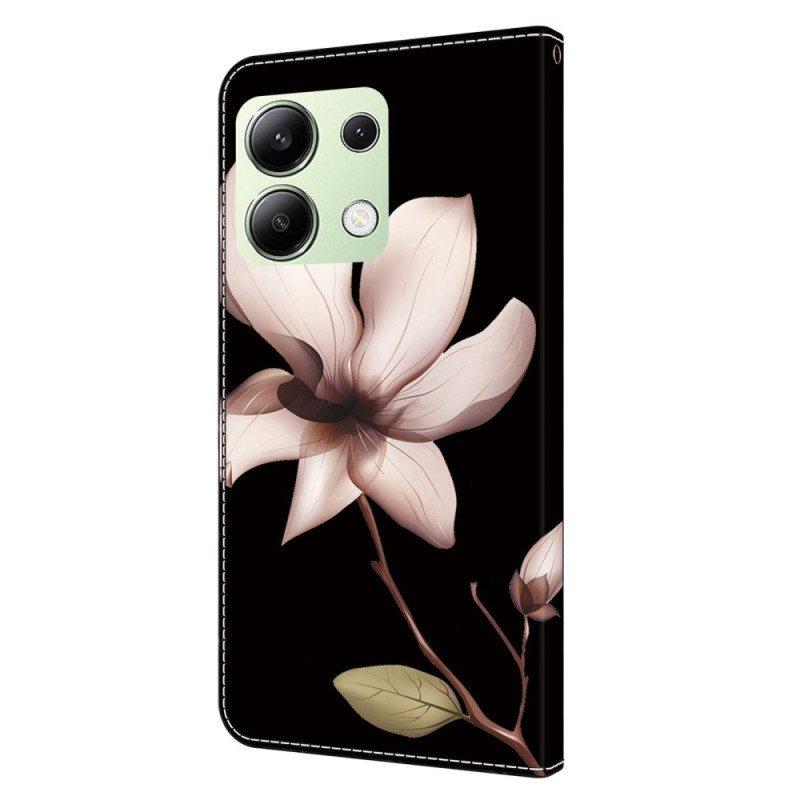 Folio Deksel Til Xiaomi Redmi Note 13 4g Rosa Blomst