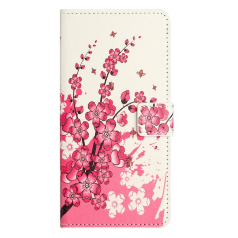 Folio Deksel Xiaomi Redmi Note 13 4g Plommeblomster Beskyttelse Deksel