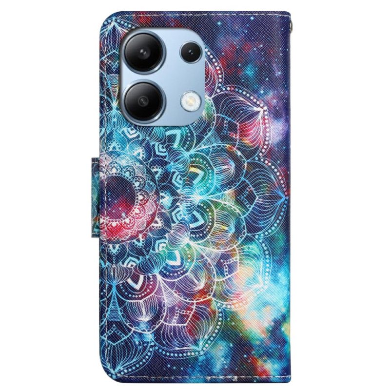 Folio Deksel Xiaomi Redmi Note 13 4g Stjernehimmel Og Lanyard Mandala Beskyttelse Deksel