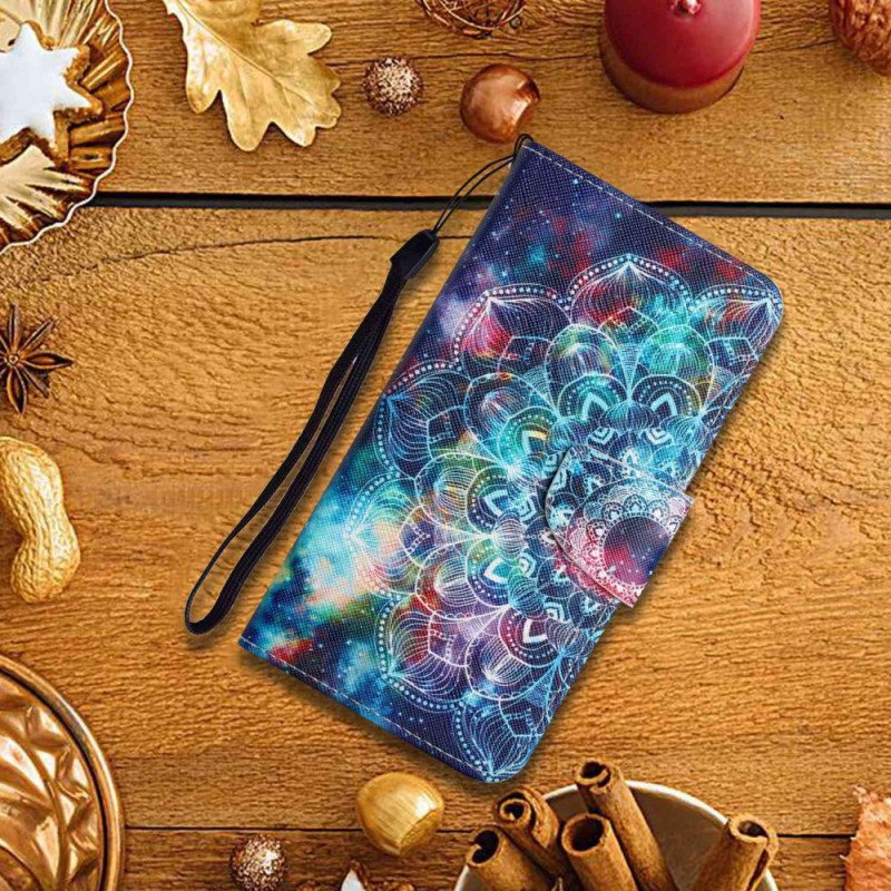 Folio Deksel Xiaomi Redmi Note 13 4g Stjernehimmel Og Lanyard Mandala Beskyttelse Deksel