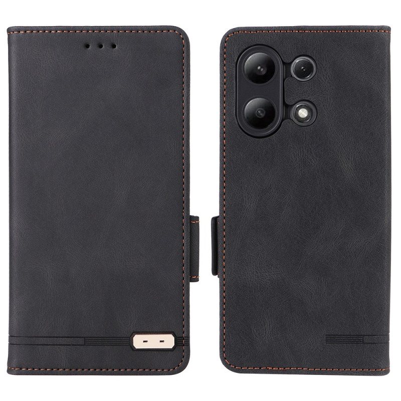 Lærdeksel Folio Deksel Xiaomi Redmi Note 13 4g Mobildeksel Dobbeltlås I Vintage Stil