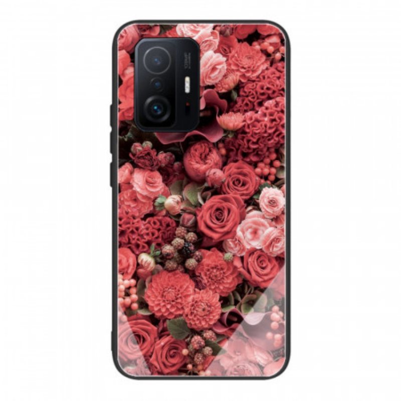 Deksel Til Xiaomi 11T / 11T Pro Rose Blomster Herdet Glass