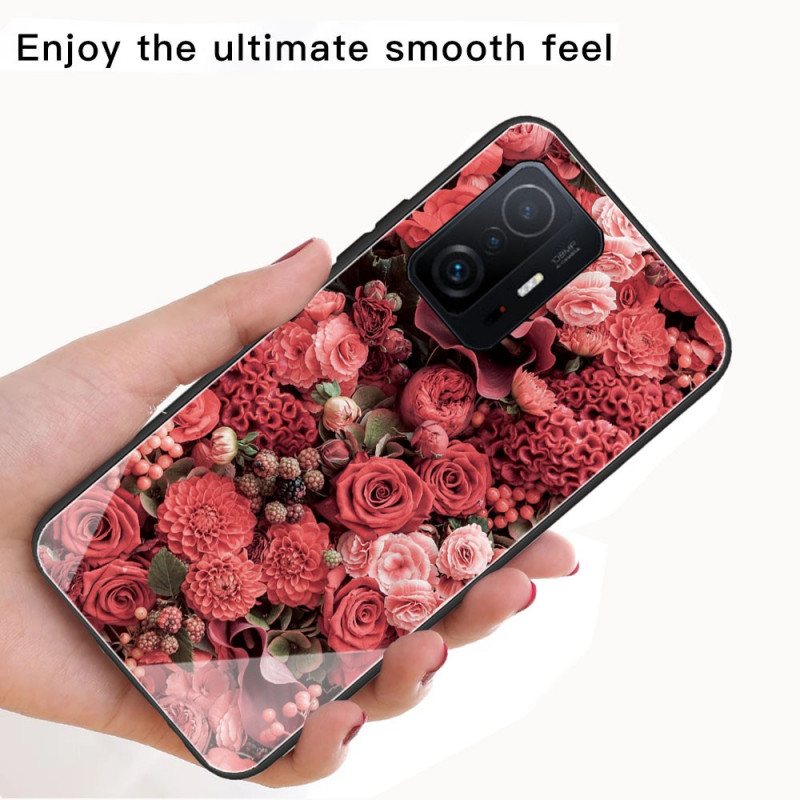 Deksel Til Xiaomi 11T / 11T Pro Rose Blomster Herdet Glass