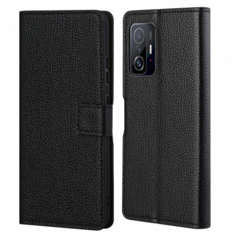 Folio Deksel Til Xiaomi 11T / 11T Pro Litchi Grain Leather Effect