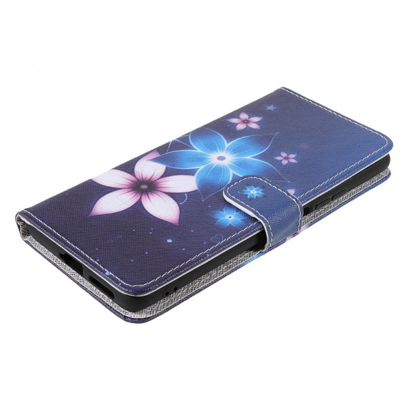 Folio Deksel Til Xiaomi 11T / 11T Pro Med Kjede Lunar Strap Blomster