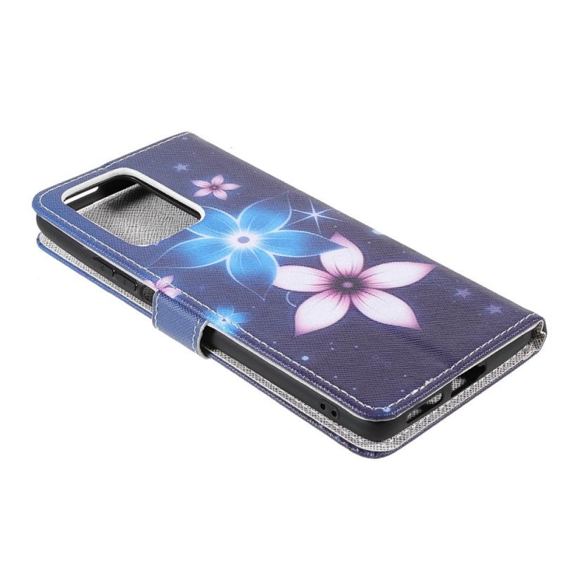 Folio Deksel Til Xiaomi 11T / 11T Pro Med Kjede Lunar Strap Blomster