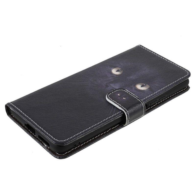 Folio Deksel Til Xiaomi 11T / 11T Pro Med Kjede Strappy Black Cat Eyes