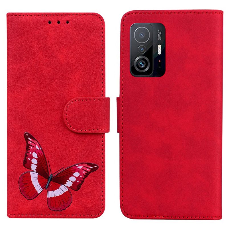 Folio Deksel Til Xiaomi 11T / 11T Pro Skin-touch Butterfly