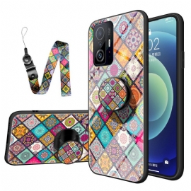 Mobildeksel Til Xiaomi 11T / 11T Pro Patchwork Magnetisk Holder