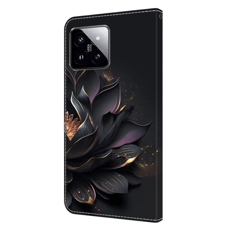 Folio Deksel Til Xiaomi 14 Lilla Lotus