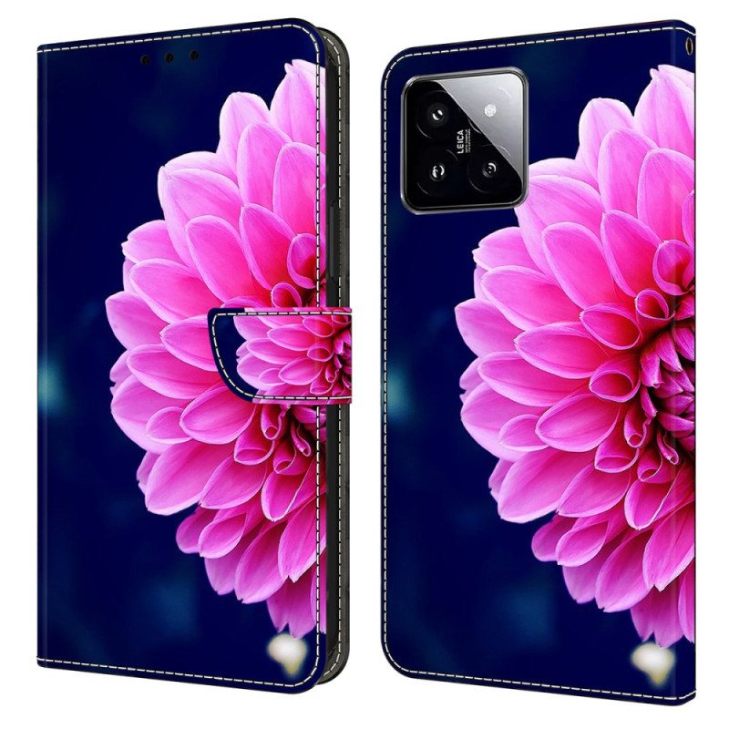 Folio Deksel Xiaomi 14 Rosa Blomst