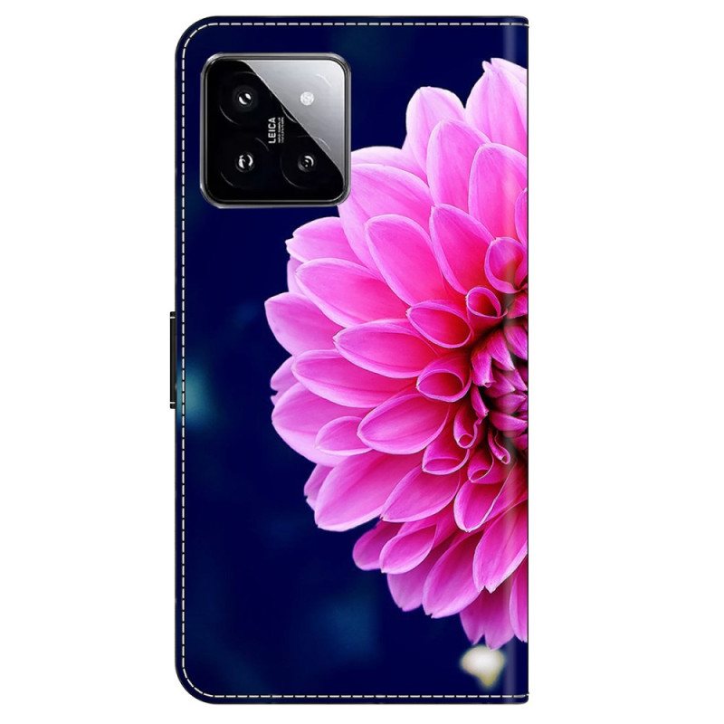 Folio Deksel Xiaomi 14 Rosa Blomst