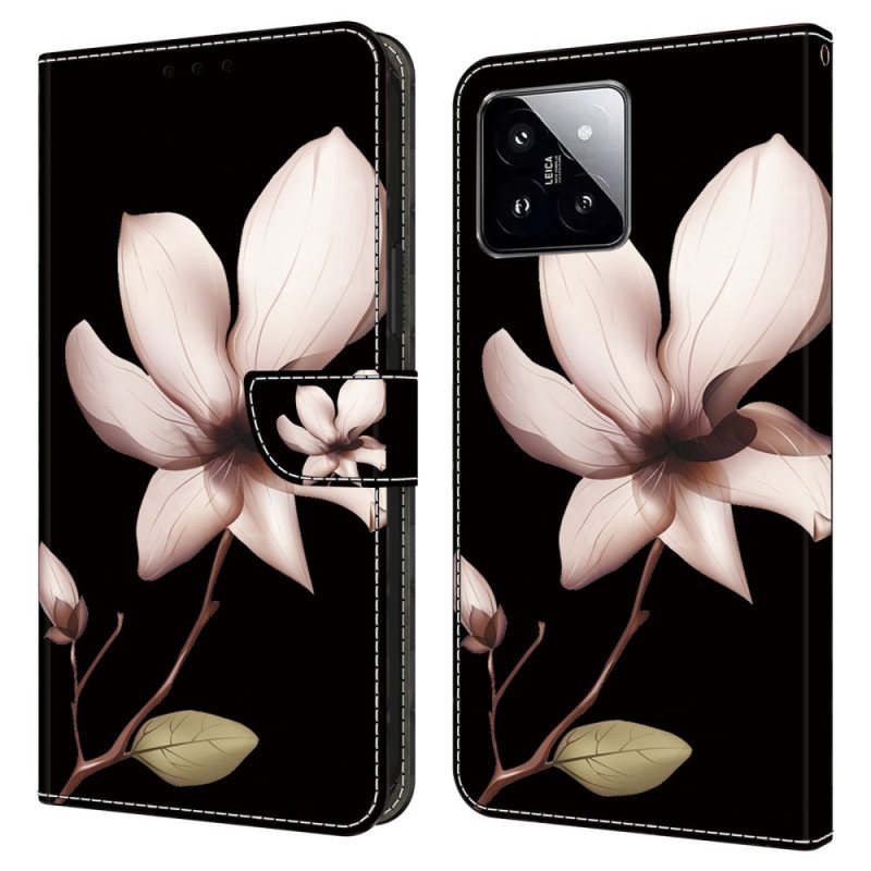 Folio Deksel Xiaomi 14 Rosa Blomst