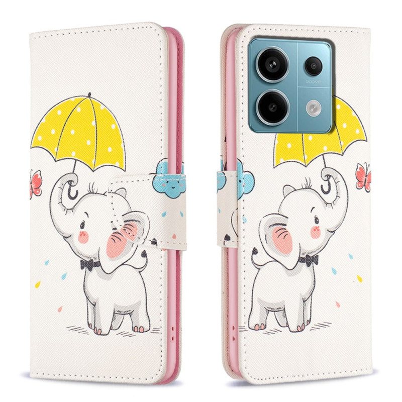 Folio Deksel Xiaomi Redmi Note 13 Pro 5g Paraply Og Elefant