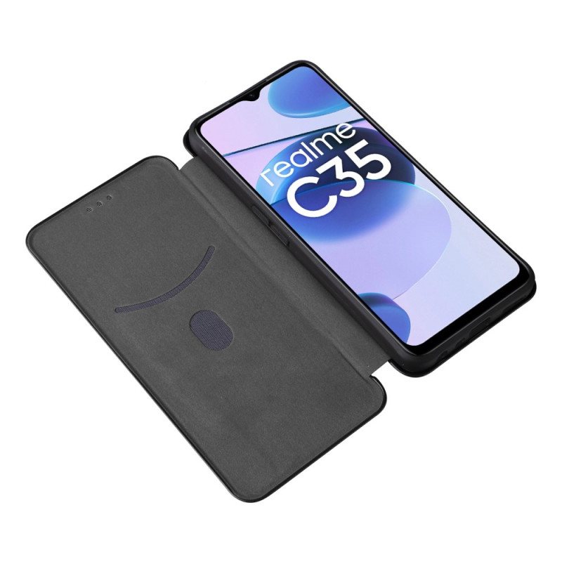 Beskyttelse Deksel Til Realme C35 Folio Deksel Ring Karbonfiber