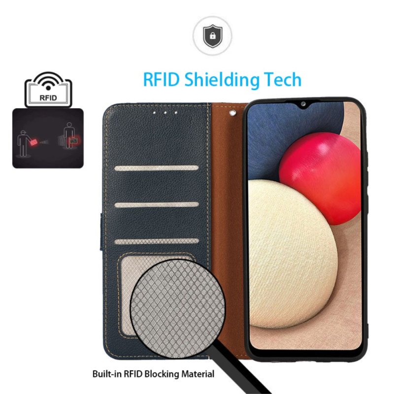 Folio Deksel Til Realme C35 Med Kjede Khazneh Lychee Texture Rfid Strappy