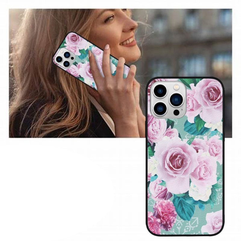 Deksel Til iPhone 14 Pro Blomster I Kunstskinn