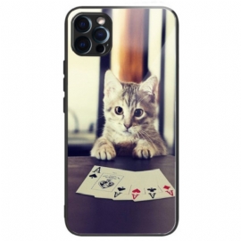 Deksel Til iPhone 14 Pro Poker Cat Herdet Glass