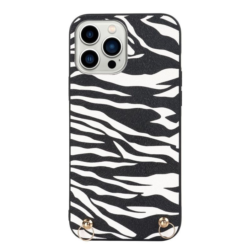 Deksel Til iPhone 14 Pro Zebra Med Skulderstropp