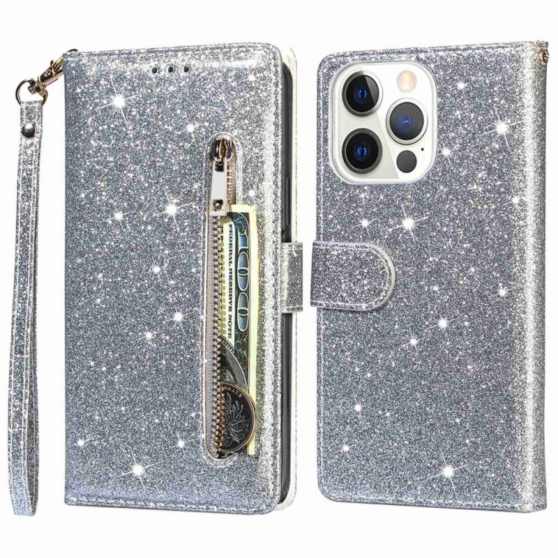 Folio Deksel Til iPhone 14 Pro Glitter Stil Med Paljetter