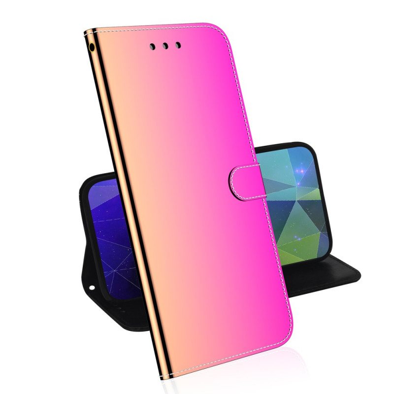 Folio Deksel Til Oppo A74 4G Speildeksel I Imitert Skinn