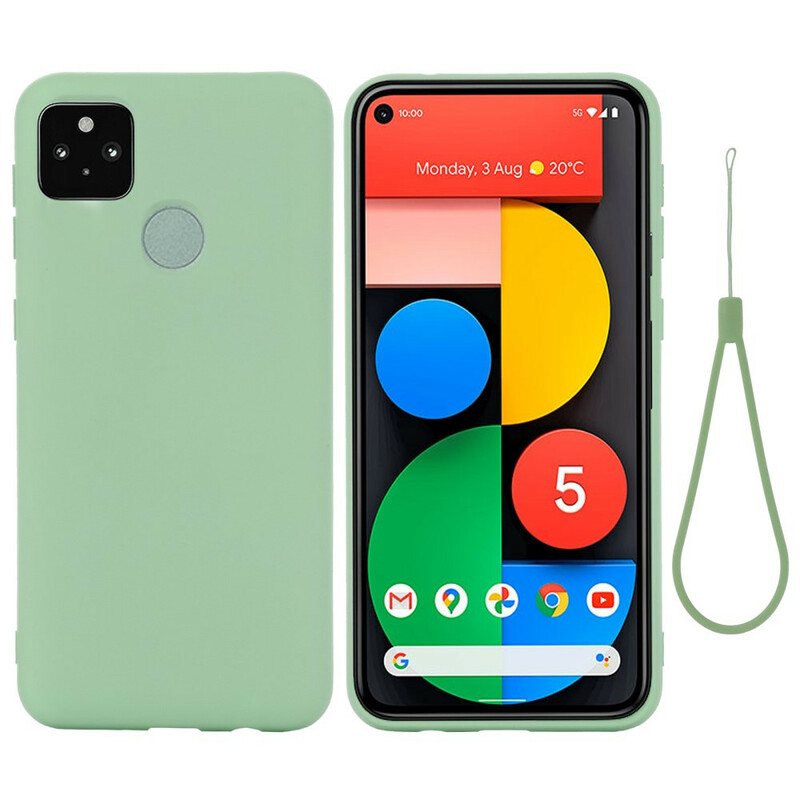 Deksel Til Google Pixel 5A Flytende Silikon Med Snor