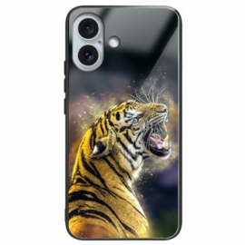 Deksel iPhone 16 Plus Mobildeksel Brølende Tiger Herdet Glass