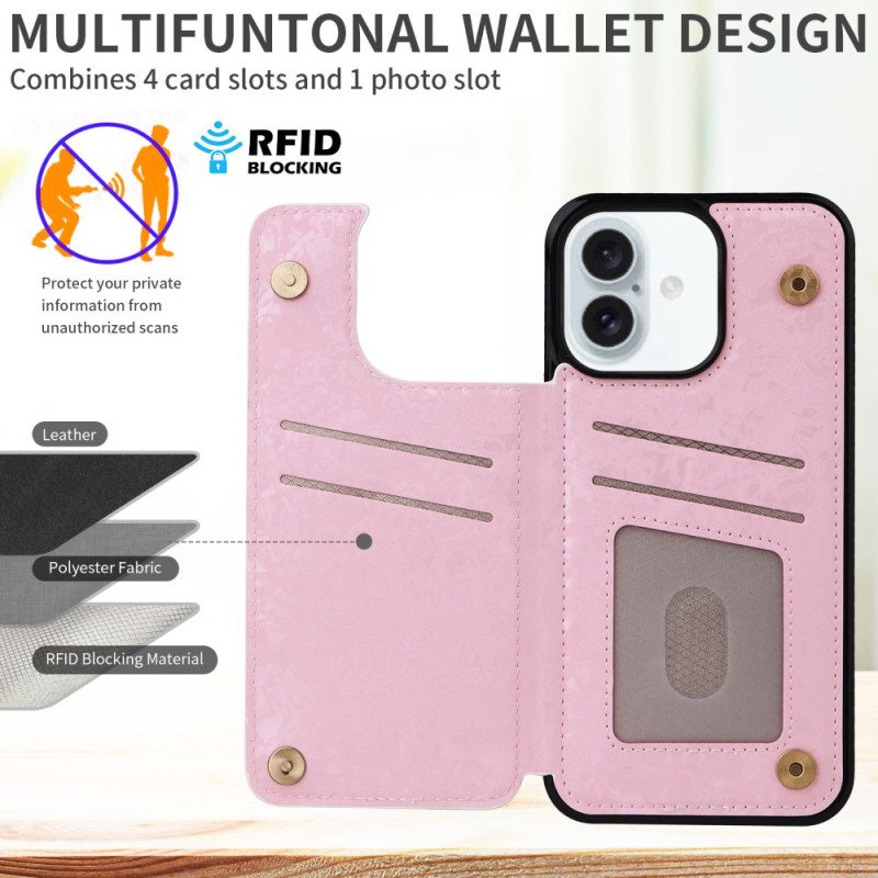 Deksel iPhone 16 Plus Mobildeksel Floral Rfid-beskyttelse